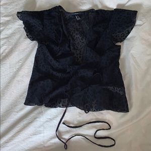 short sleeve sheer surplice top